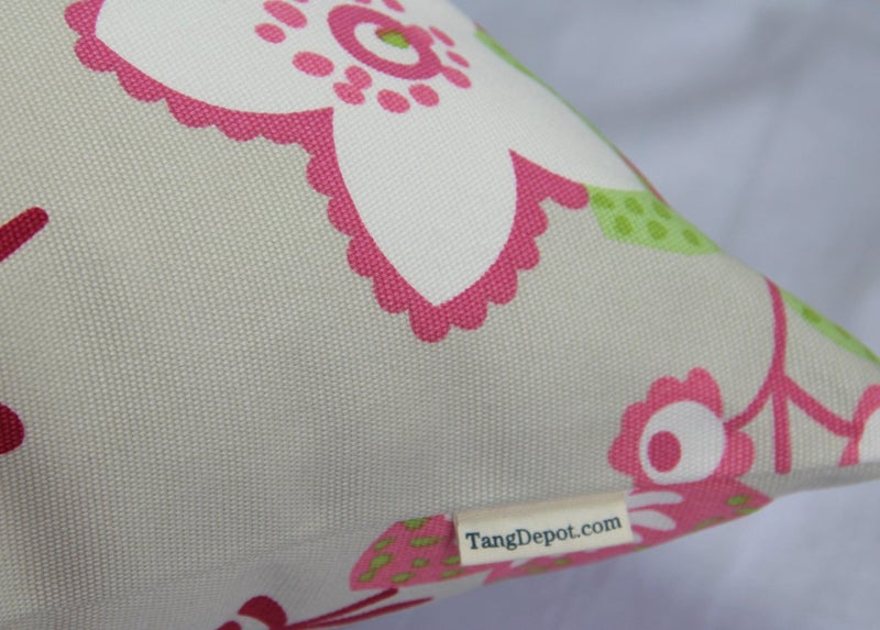 TangDepot TangDepot 100% Cotton Floral/Flower Printcloth Decorative Throw Pillow Covers /Handmade Pillow Shams  14 Color and 10 Size options  Light Black  Peach Blossom  Red Rosebush  Red And Green Leaf  White Magnolia  Fantastic Flowers  Chrysanthemum  Peony  Red And Navy Flower  Blue Floral  Pink Floral  Blue Wheel  Red Wheel  Tree Rings  12"" x 12""  12"" x 18""  12"" x 20""  14"" x 14""  16"" x 16""  18"" x 18""  20"" x 20""  22"" x 22""  24"" x 24"" and 26"" x 26"" - (26""x26""  S11 Pink Floral)  - Image 4