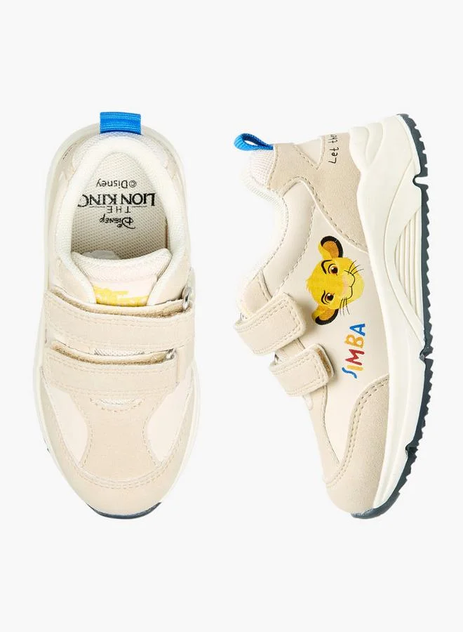 ديزني Boys Simba Print Hook and Loop Sneakers