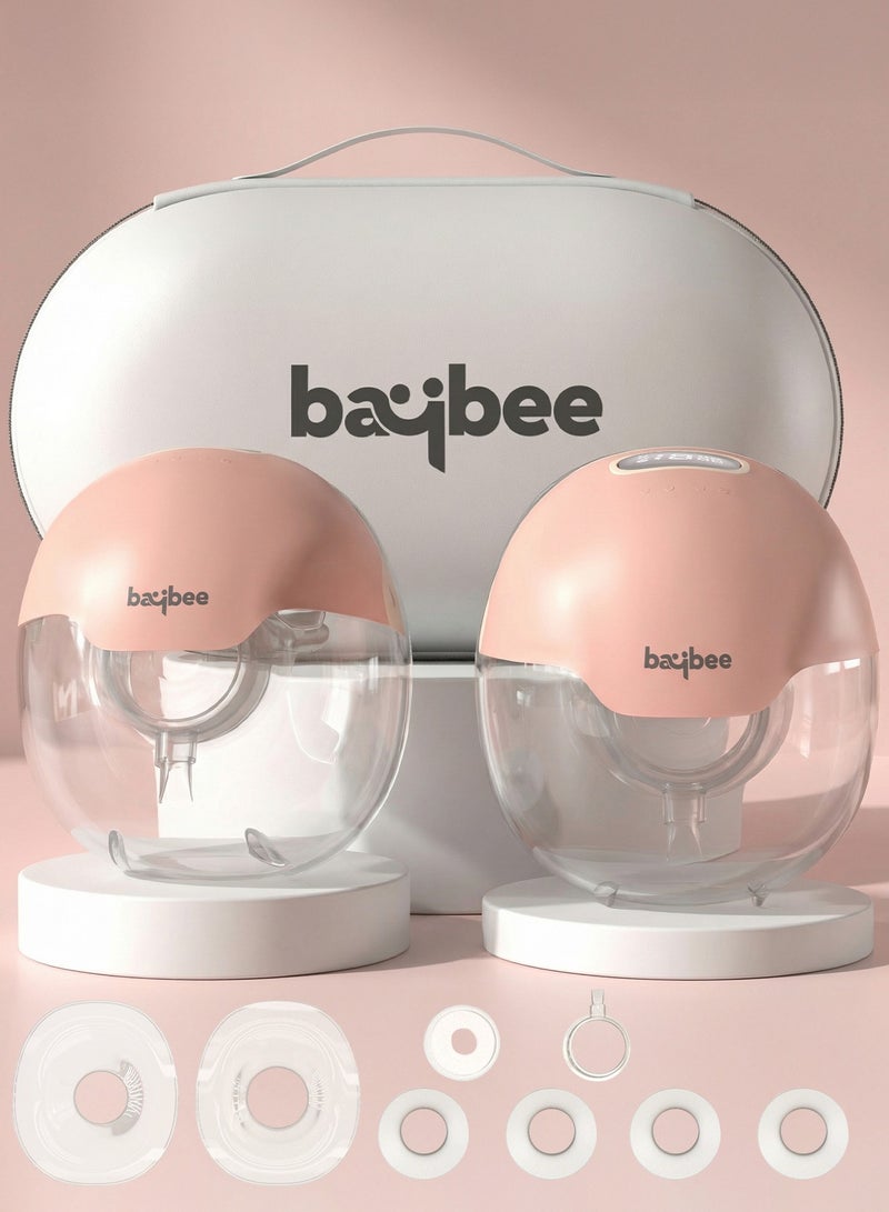 بيبي مضخة ثدي كهربائية مزدوجة قابلة للارتداء للأمهات | مضخة ثدي كهربائية أوتوماتيكية بثلاثة أوضاع و15 مستوى شفط | جهاز ضخّ حر اليدين بشاشة LED | مضخة حليب ثدي محمولة للأمهات مع وضع التدليك - Image 1