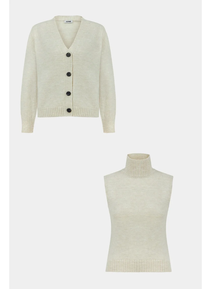 JUNE Women's Turtleneck Sweater Cardigan Set