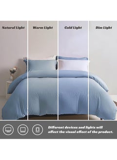 INFOSUN Duvet Cover Set Queen Size 4 Pcs, Include 1 Quilt Cover 200 x 230cm & 2 Pillow Cases 48 x 74cm & 1 Bedsheet 235 x 250cm, Super Soft Quality Cotton Bedding Set, NO Comforter - Blue Grey  - Image 5