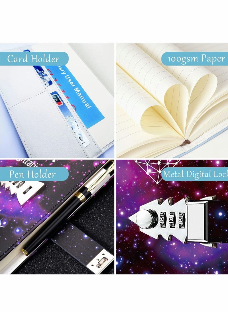 Y&D Diary With Lock, Gemini Starry Sky Refillable Password Noteook, Constellation Writing Notebook A5 for Girls Ladies Children constellation Gifts (8.5 x 5.9 inches) - Image 2