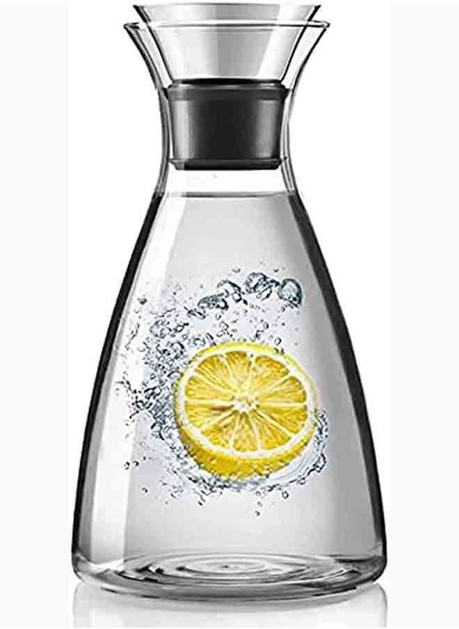 AKDC Glass Carafe 1600ml, Stainless Steel Silicone Filter Lid Borosilicate Glass Pitcher with Flow Lid, Water Jug, Juice Pitcher for Homemade Beverage Serving Wine Coffee Milk Iced Tea Kitchen Home  - Image 1