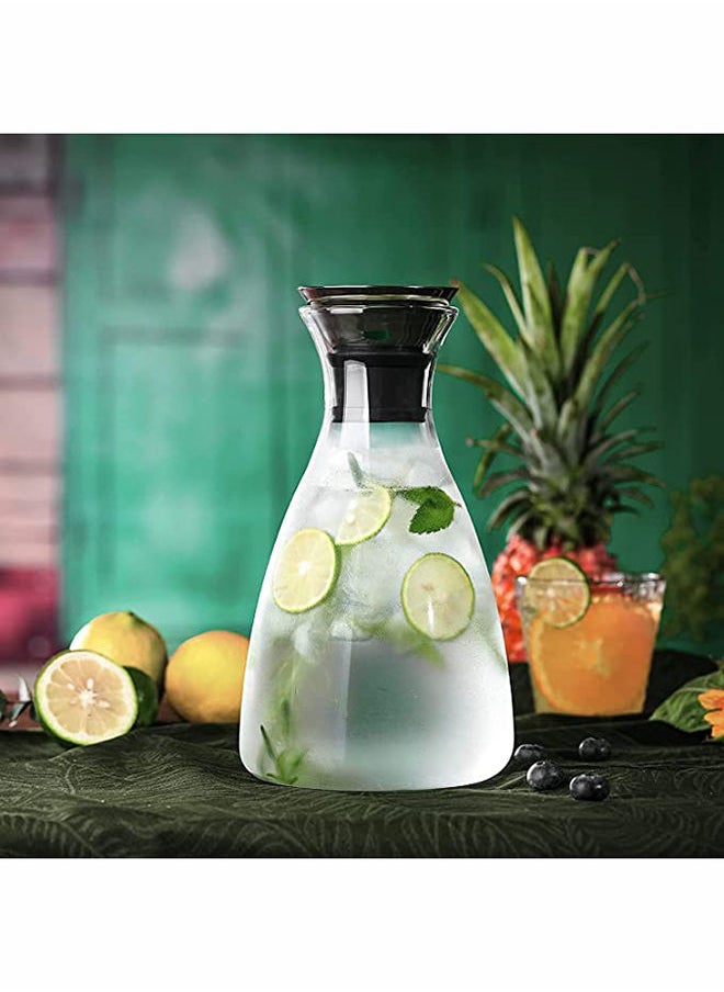 AKDC Glass Carafe 1600ml, Stainless Steel Silicone Filter Lid Borosilicate Glass Pitcher with Flow Lid, Water Jug, Juice Pitcher for Homemade Beverage Serving Wine Coffee Milk Iced Tea Kitchen Home  - Image 4
