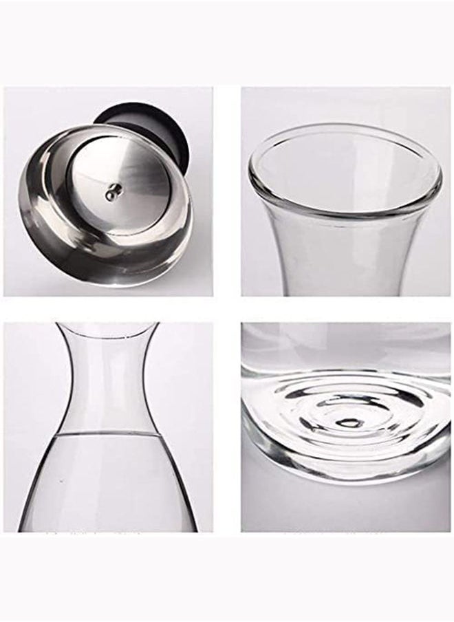 AKDC Glass Carafe 1600ml, Stainless Steel Silicone Filter Lid Borosilicate Glass Pitcher with Flow Lid, Water Jug, Juice Pitcher for Homemade Beverage Serving Wine Coffee Milk Iced Tea Kitchen Home  - Image 3