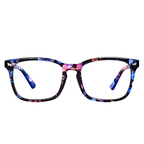 MAXJULI Blue Light Blocking Glasses,Computer Reading/Gaming/TV/Phones Glasses for Women Men(Flower Black) - Image 1