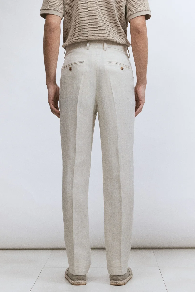 H&M Regular Fit Tailored linen-blend trousers
