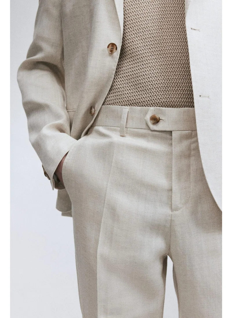 H&M Regular Fit Tailored linen-blend trousers