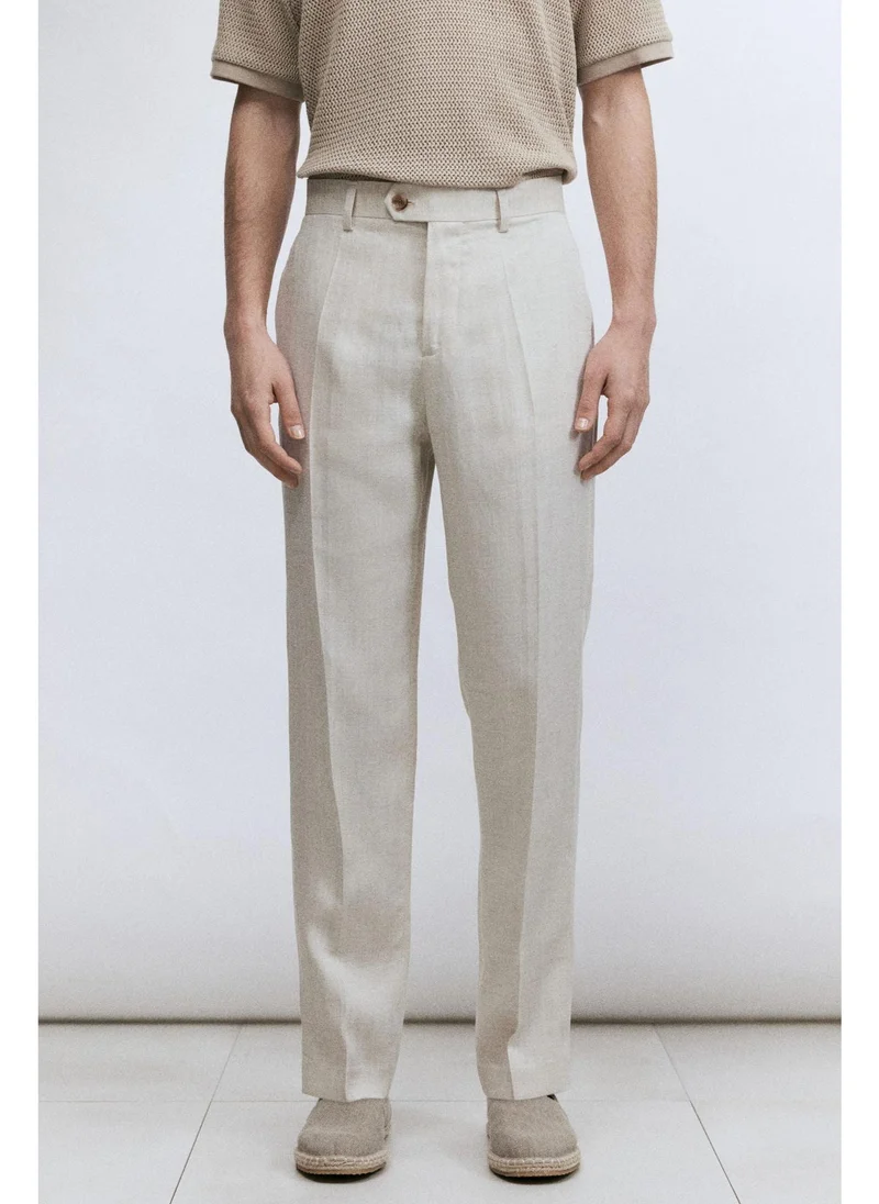H&M Regular Fit Tailored linen-blend trousers