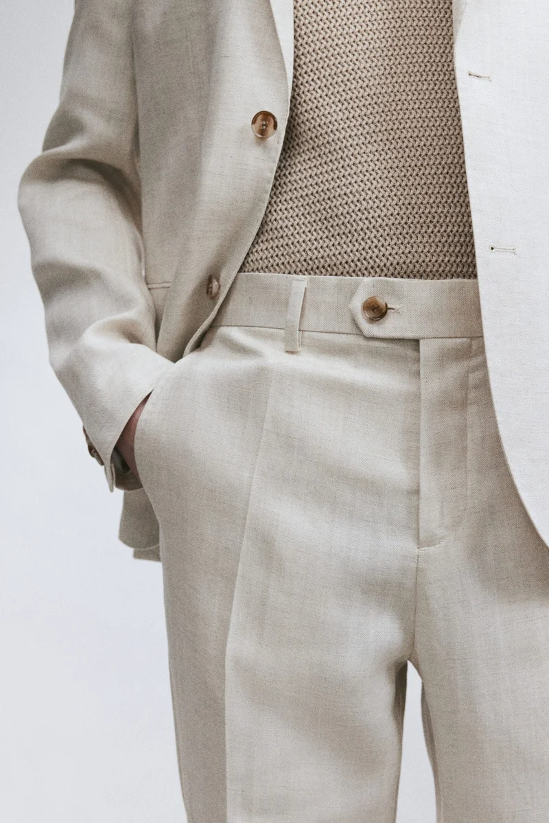 H&M Regular Fit Tailored linen-blend trousers