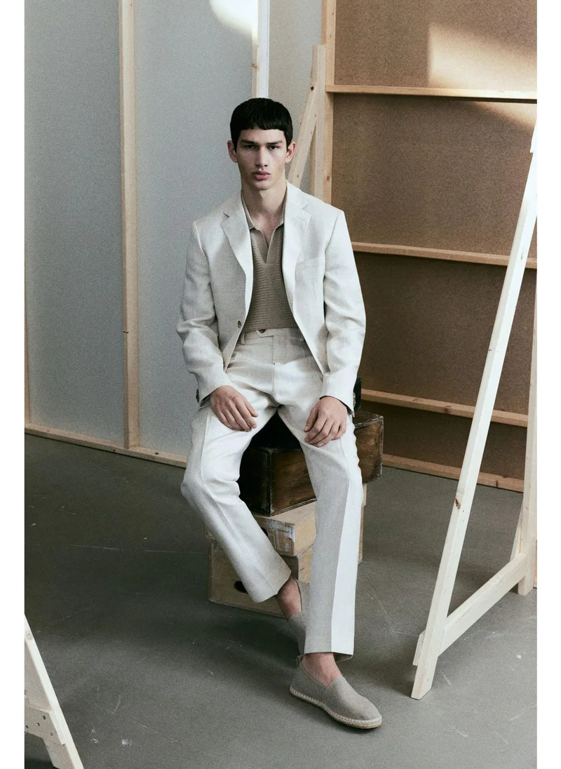 H&M Regular Fit Tailored linen-blend trousers