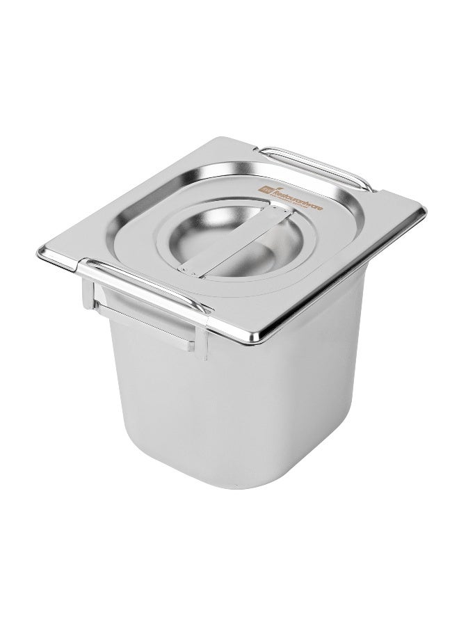 Restaurantware LID ONLY: Met Lux 7 x 6.4 Inch Steam Table Pan Lid, 1 Hotel Pan Lid - Fits 1/6 Size Steam Table Pan, Table Pan Sold Separately, Stainless Steel Steam Pan Cover, Built-In Handle  - Image 1