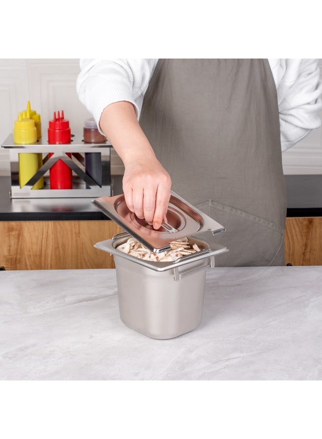 Restaurantware LID ONLY: Met Lux 7 x 6.4 Inch Steam Table Pan Lid, 1 Hotel Pan Lid - Fits 1/6 Size Steam Table Pan, Table Pan Sold Separately, Stainless Steel Steam Pan Cover, Built-In Handle  - Image 5
