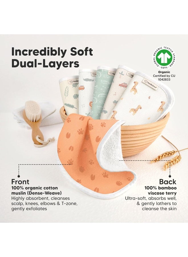 KeaBabies 6-Pack Cotton Baby Washcloths for Newborn - Organic Cotton Muslin Soft Wash Cloths for Babies, Infant, Kids, Toddler Towels for Boy,Girl,Super Absorbent Face Cloths,Scratch-free Baby Rags (Wilderness) - Image 2