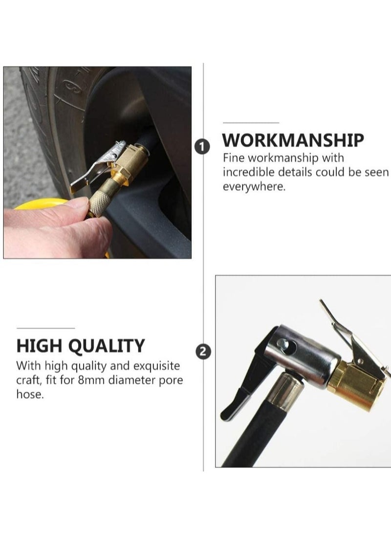 Captaintech - 4 Pcs Air Chuck Heavy Duty Closed Flow Lock On Tire Chuck with Clip for Inflator Gauge Compressor Accessories Yellow - Image 1