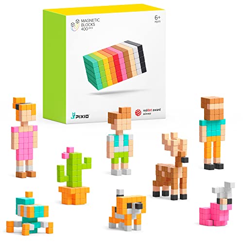 PIXIO Mini Magnetic Blocks Building Toy in The Pixel Art Style with Free App 516 Magnetic Cubes Construction Set Open Ended Creativity Toy for Kids 400PCS Ages 6 - Image 1