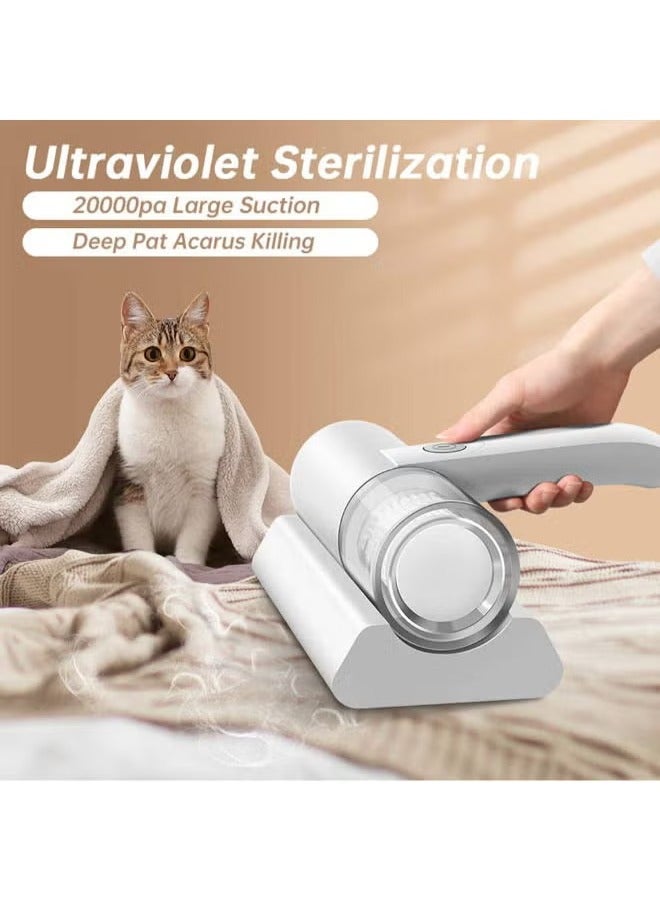 شوبي Portable Electrical Mites Remover Dust Collector Handheld Wireless Vacuum Cleaner Household Home Instrument Mini Sterilizer Rechargeable Brush with Large Suction for Bed Pillows Cloth Sofas and Carpet 