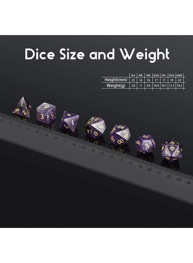 DNDND DNDND Amethyst Crystal DND Dice Set 7 PCS Gemstone D&D Dice with Gorgeous Gift Case for Dungeons and Dragon Tabletop Game (Amethyst)  - Image 4