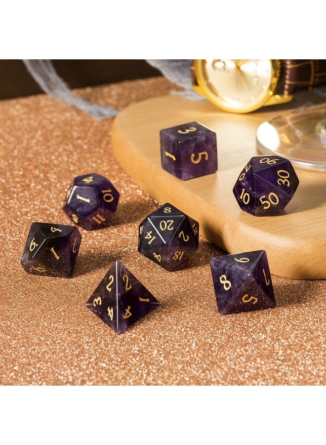 DNDND DNDND Amethyst Crystal DND Dice Set 7 PCS Gemstone D&D Dice with Gorgeous Gift Case for Dungeons and Dragon Tabletop Game (Amethyst)  - Image 5