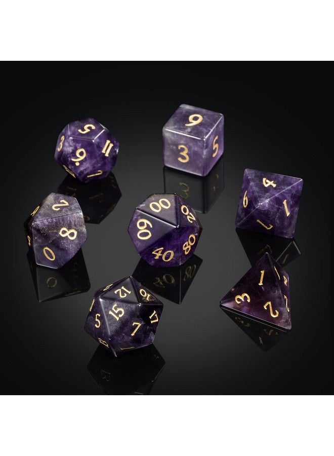DNDND DNDND Amethyst Crystal DND Dice Set 7 PCS Gemstone D&D Dice with Gorgeous Gift Case for Dungeons and Dragon Tabletop Game (Amethyst)  - Image 2