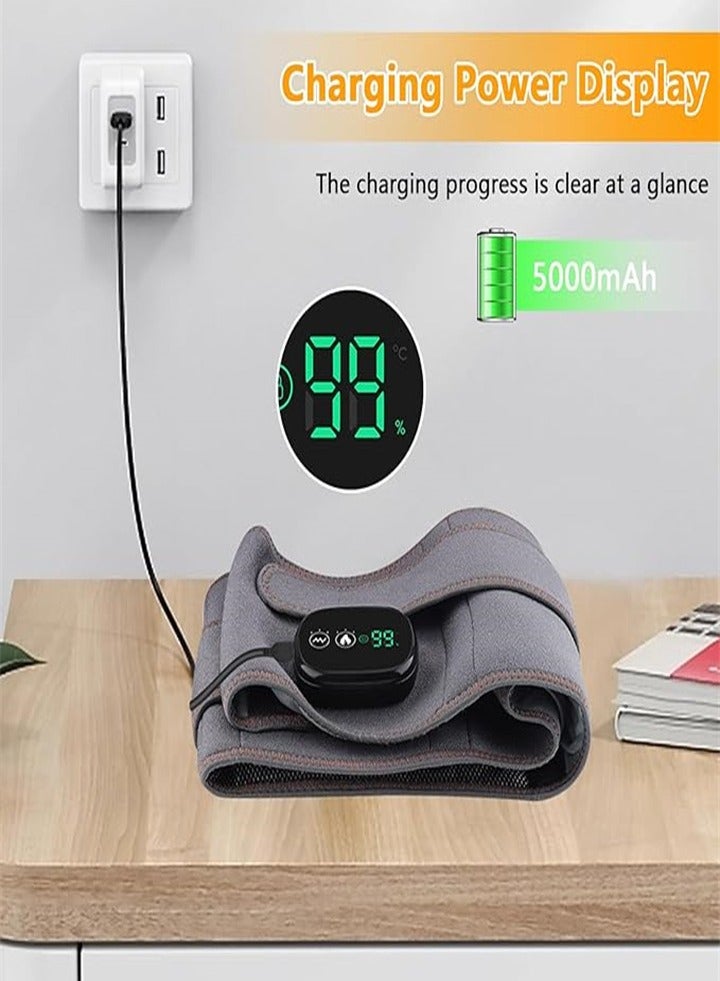 Loquat New Multifunctional Massage Heating Pad, Cordless Heated Back Support Massage for Men and Women, Back Heating Support Belt with 3 Vibration and Heat Settings (Gray) - Image 3