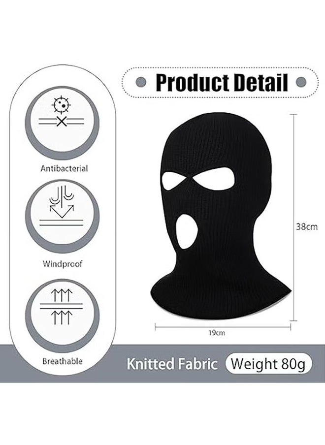 HY 3 Hole Balaclava Full Face Mask Unisex Winter Neck Warm Knitted Balaclava Face Cover for Men Women Outdoor Sport Fishing Skiing One Size Fit All (Black)  - Image 2