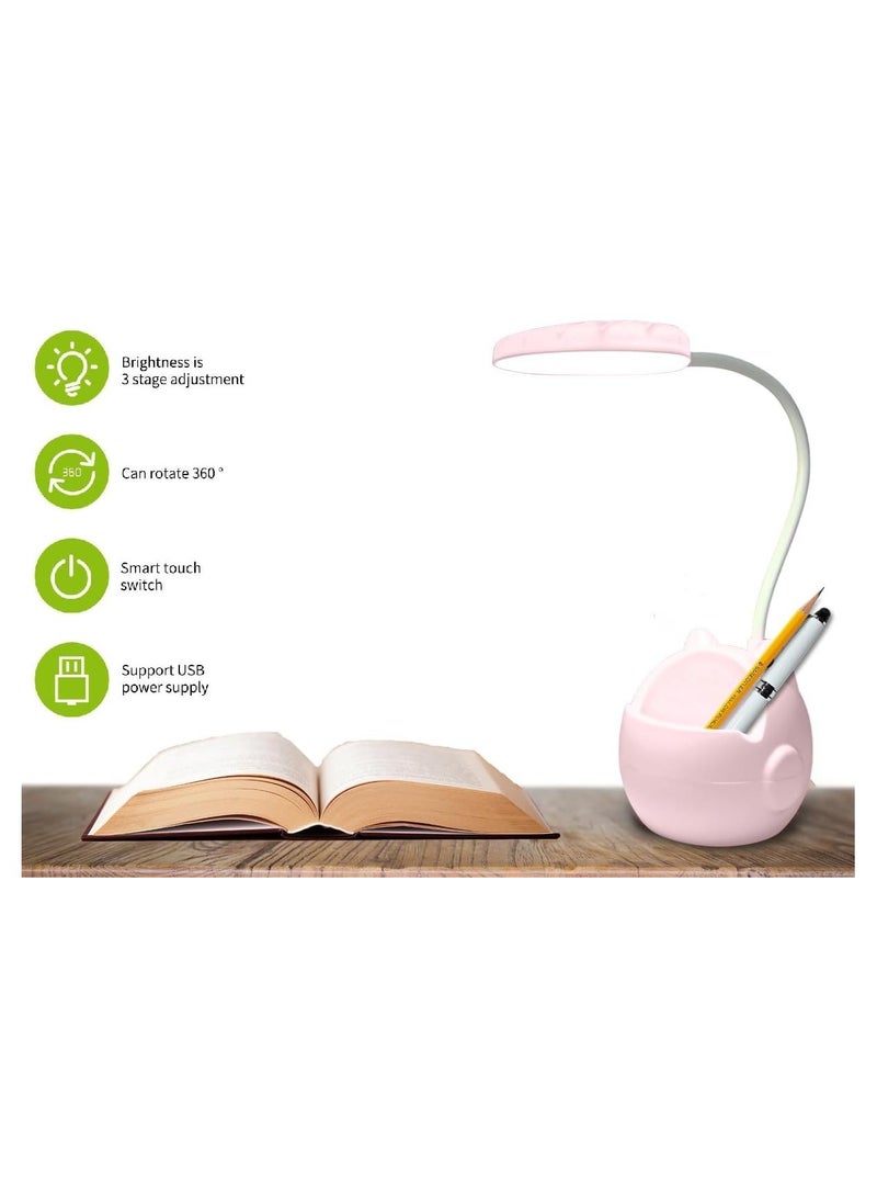 Led Desk Table Lamp for Study Led Light,USB Rechargeable Study Lamp for Students Dimmable 3 Stage Desk Lamp Study Light Table Lamps for Home - Pink - Image 1