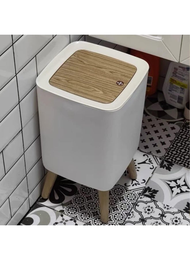 باسكت زبالة حجم كبير مع غطاء علوي يعمل بالضغط، مخلفات نورديك عصرية من البلاستيك مناسبة للمطبخ والحمام وغرفة النوم المعيشة والمكتب والأماكن الخارجية، مقاومة للكلاب، خشب بالضغط على الأعلى - سلة زباله -سلة مهملات دائرية - باسكت قمامه للشاليهات والفلل والبيوت -صندوق قمامة يفتح بالضغط من الاعلي بالضغط - سله نفايات للحمام وغرف النوم والماستر والصالة وللمطبخ - بسكت كبير الحجم - Image 4