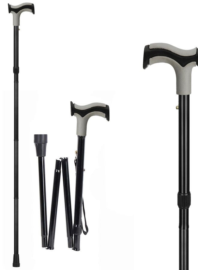 MCP Nimbus 4 Folding Sections Aluminium Foldable Walking Stick for Men, Women & Old People Support, Trekking Cane Stick (Black) - Image 1