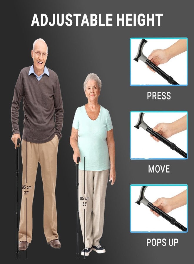 MCP Nimbus 4 Folding Sections Aluminium Foldable Walking Stick for Men, Women & Old People Support, Trekking Cane Stick (Black) - Image 4