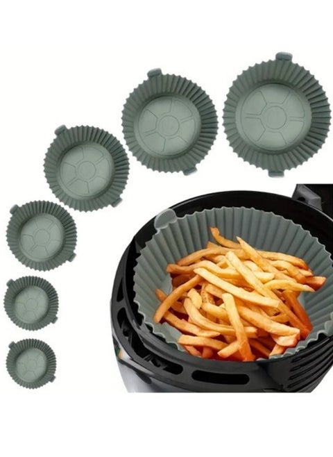 6pcs Reusable Silicone Air Fryer Round Liners – Assorted Sizes for Versatile Cooking