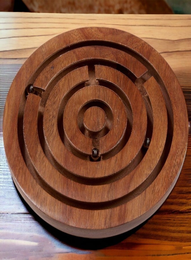 UPBEAT 6 Inch Classic Wooden Labyrinth Maze Game (Pack of 1) I Handcrafted Wooden Puzzle Toy I Challenging Maze Game I Focus and Coordination I Vintage Game I Hand-Eye Coordination (6 inch) - Image 4