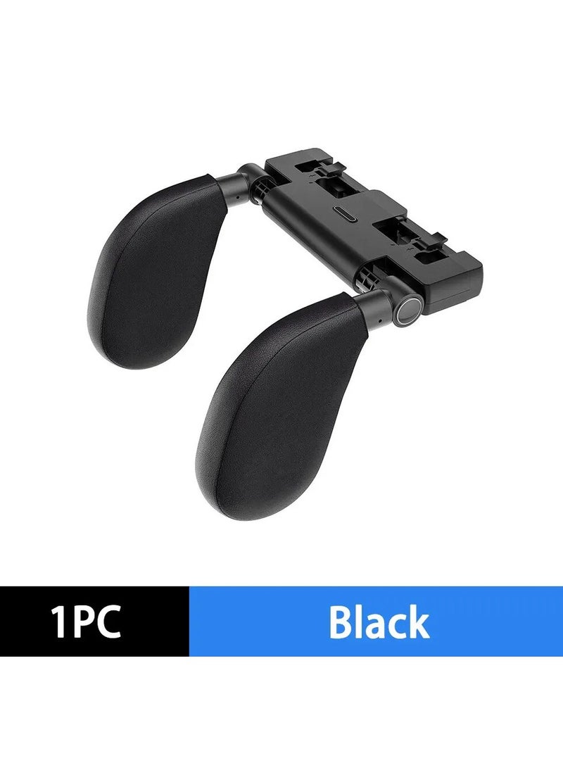 AROAQ Car Seat Headrest Pillow, Travel Rest Sleeping Headrest Support, Adjustable Angle Car Headrest Pillow With Hook, Comfortable Car Seat U Shaped Headrest Support For Kids Adults, (1pc, Leather Black) - Image 1