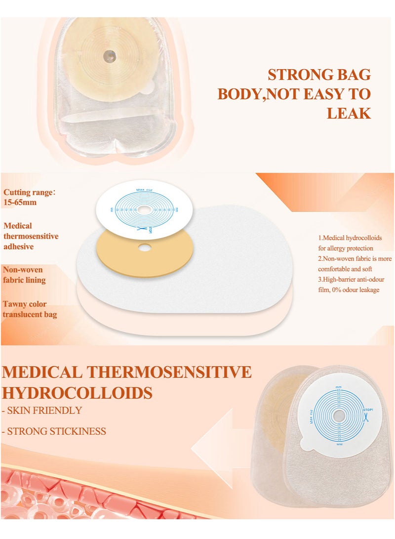 Generic 10pcs One-Piece Closed Colostomy Bags, 15mm-65mm Cut-to-Fit, One Piece ostomy Disposable Pouch Ostomy Supplies for Ileostomy, Travel Backup  - Image 3