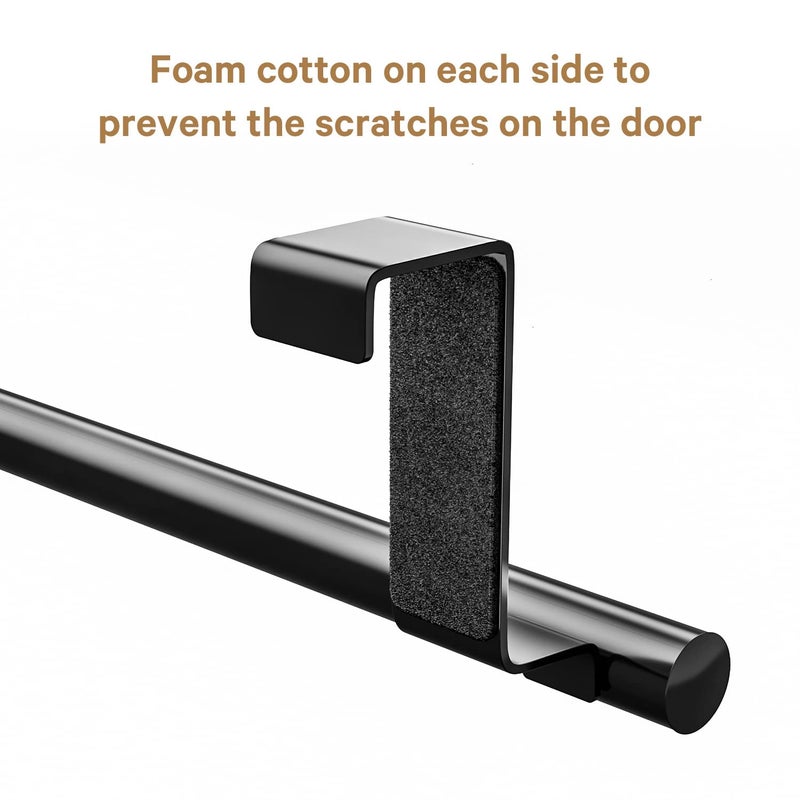 Mosuch Stainless Steel Over Door Towel Rack Bar Holders for Universal Fit on Over Cabinet Cupboard Doors 2 Pack (Black) - Image 3