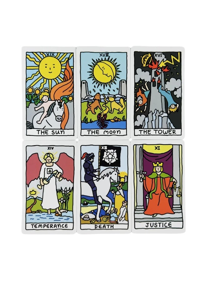 NIBEMINENT A set of 78 cute beginner Tarot cards, a multi-functional party tarot card for family gatherings and board games - Image 4