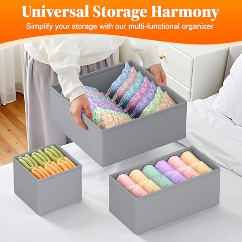 TasticTotes Drawer Organizer Clothes 16 Pack Drawer Organizers and Underwear Organizer for Nursery Dividers Clothes Organizer Closet Organization and Foldable Storage Bins for Socks Bra Tie Grey - Image 3