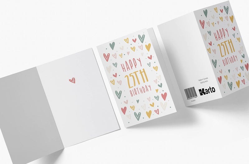 Karto 25th Birthday Card for Men Women - Large 5.5x8.5 inch 25 Years Old Birthday Cards for Him Her - Doodles - Image 3