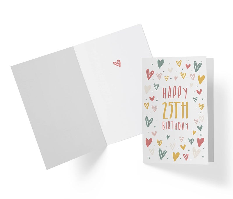 Karto 25th Birthday Card for Men Women - Large 5.5x8.5 inch 25 Years Old Birthday Cards for Him Her - Doodles - Image 2