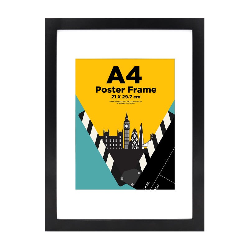 A4 Frame100 Solid Wood Frame with A5 Mat A4 Picture Frame21x 297 Poster Frames with Acrylic Glass 21cm x 297cm Certificate Frame for Table Top and Wall Mounting Black