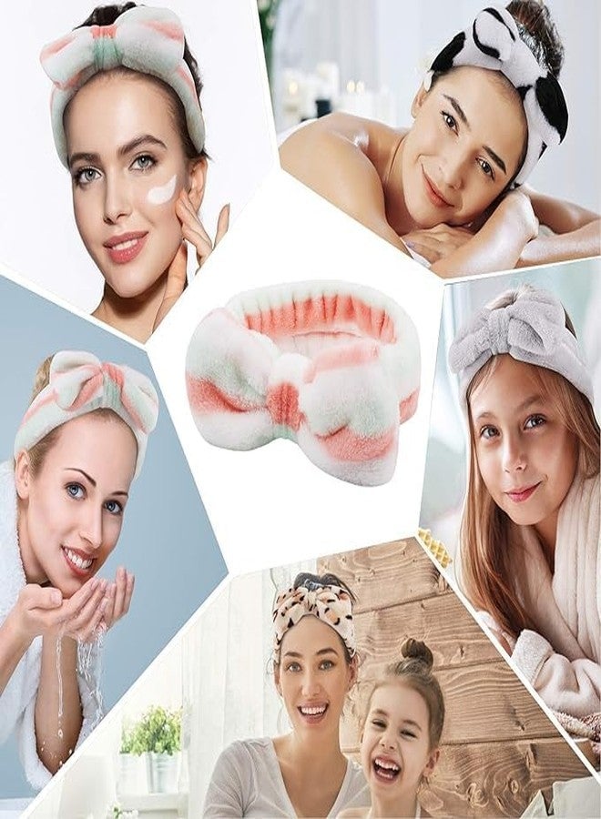 Diversa طوق رأس للمكياج من دايفرسا للنساء والفتيات، طوق شعر مزين بفيونكة، طوق رأس ناعم من الصوف لغسل الوجه والمنتجعات الصحية، طوق رأس للعناية ببشرة الوجه، ألوان عشوائية، عبوة من قطعتين - Image 4