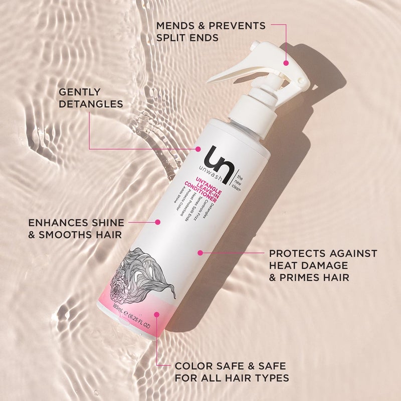 Unwash Untangle Leave-In Conditioner - Gentle Formula, Detangles, Controls Frizz, Enhances Shine, Protects Against Heat, Vegan, Cruelty Free, Sulfate & Paraben-Free, 6.25 fl oz - Image 2
