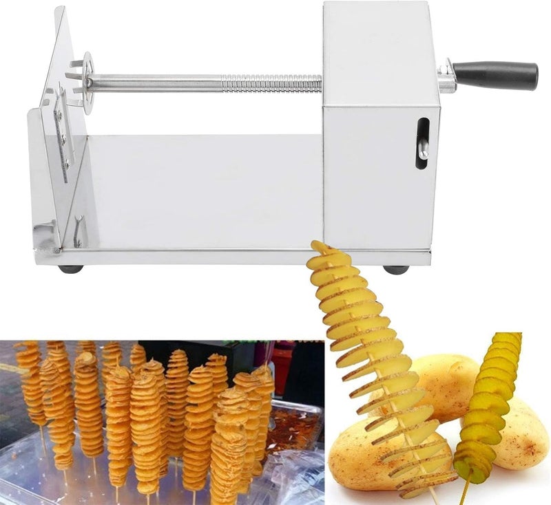 DARKFISH Potato Slicer Stainless Steel Potato Cutter Manual Spiral French Fries Tornado Potato Slicer Vegetables Cutting Machine Kitchen Accessories Cooking Tools  - Image 4