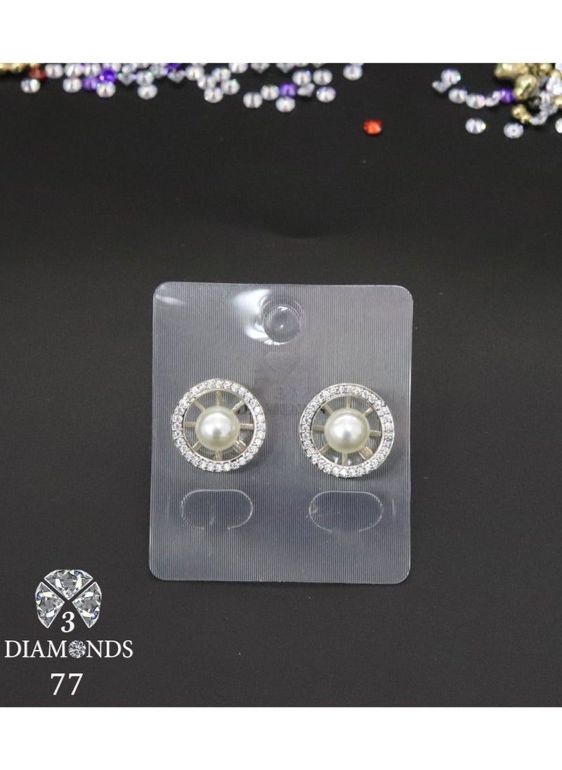 3Diamonds - 3diamond Platinum Plated Earring For Women Cubic Zircon Stone - Image 1