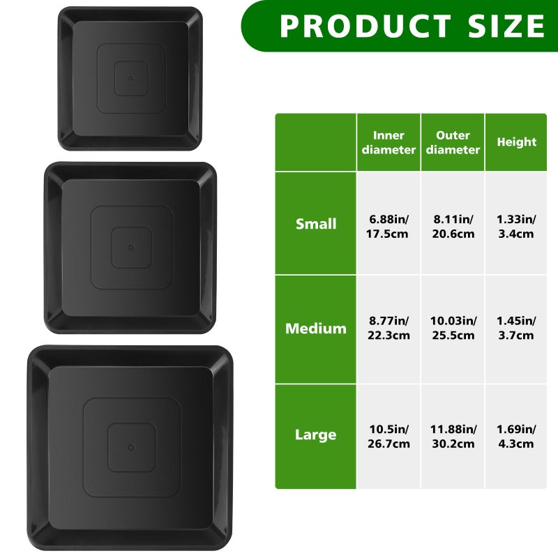U0U 3 Size Square Stepping Stone Mold,8" 10.2" 12.2" Reusable Concrete Mold for Concrete,Plastic Cement Molds for Casting Garden Pavement and Forms Walkway (Black) - Image 2