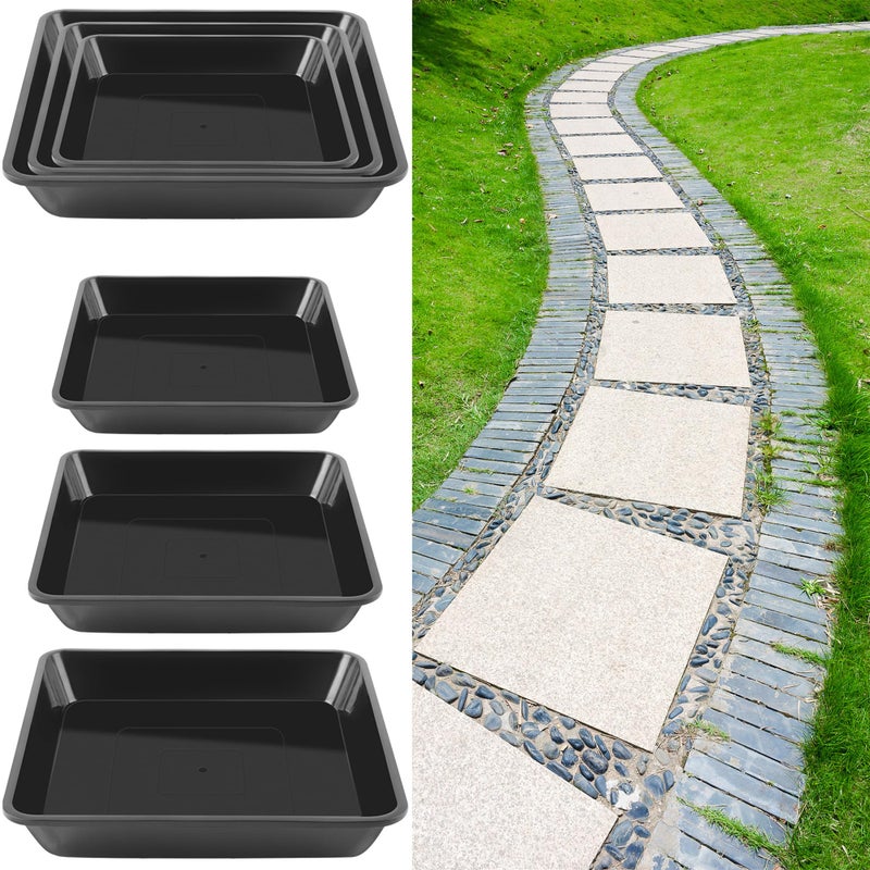 U0U 3 Size Square Stepping Stone Mold,8" 10.2" 12.2" Reusable Concrete Mold for Concrete,Plastic Cement Molds for Casting Garden Pavement and Forms Walkway (Black) - Image 1