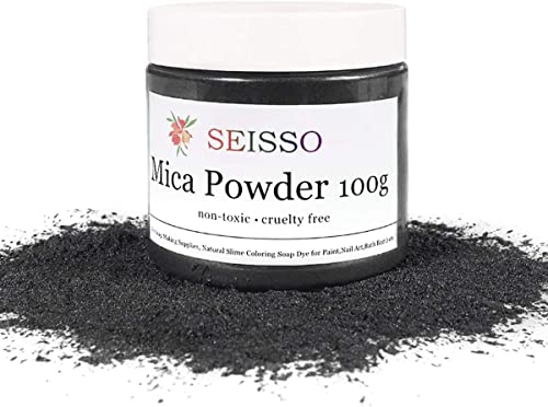 SEISSO Sliver Black Mica Powder for Epoxy Resin 3.5 oz /100g Powdered Pigment for Soap Colorant Bath Bomb Dye, Cosmetic Grade for Lip Gloss, Acrylic Nails Polish, Craft Projects - Image 2