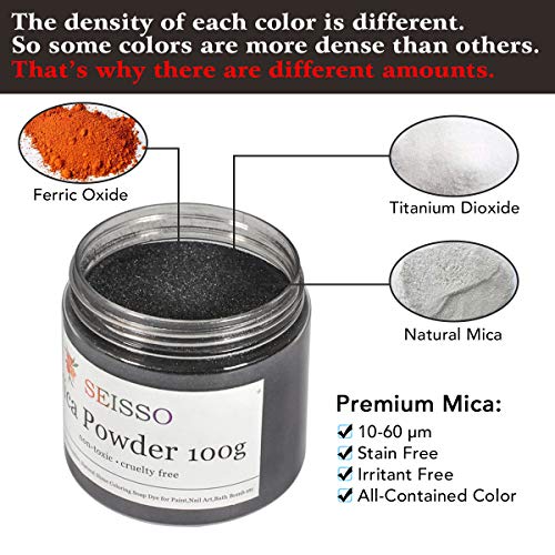 SEISSO Sliver Black Mica Powder for Epoxy Resin 3.5 oz /100g Powdered Pigment for Soap Colorant Bath Bomb Dye, Cosmetic Grade for Lip Gloss, Acrylic Nails Polish, Craft Projects - Image 3