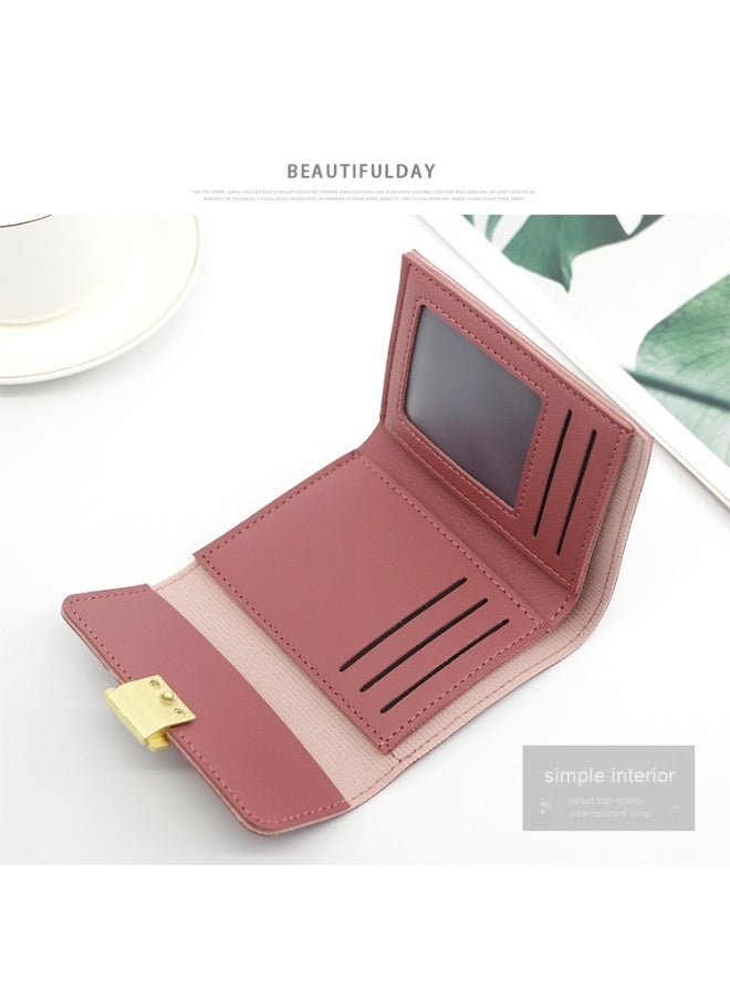 NIBEMINENT Mini Three-fold Women's Short Purse Purse Purse Coin Purse Storage Bag Card Bag Holding Bag Women's Purse Purse  - Image 2