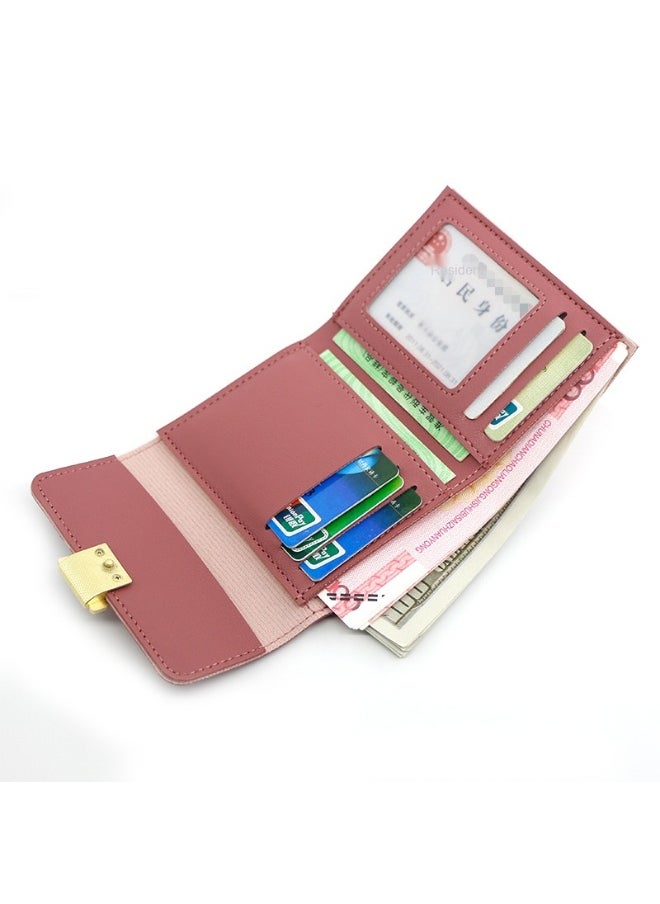 NIBEMINENT Mini Three-fold Women's Short Purse Purse Purse Coin Purse Storage Bag Card Bag Holding Bag Women's Purse Purse  - Image 4